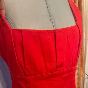 Calvin Klein Pleated Bust Red Midi Dress